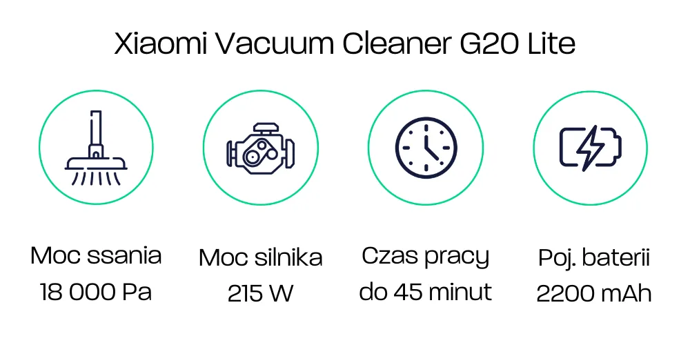 Parametry - Xiaomi Vacuum Cleaner G20 Lite