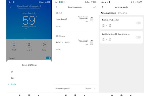 Aplikacja mobilna Xiaomi Home dla nawilżaczy ewaporacyjnych marki.