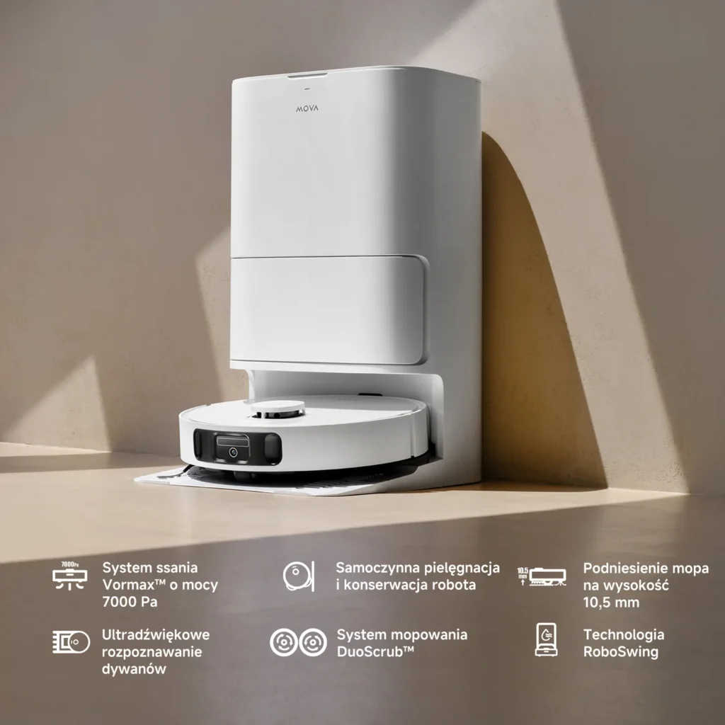 Dreame Mova E30 Ultra infografika parametry stacja