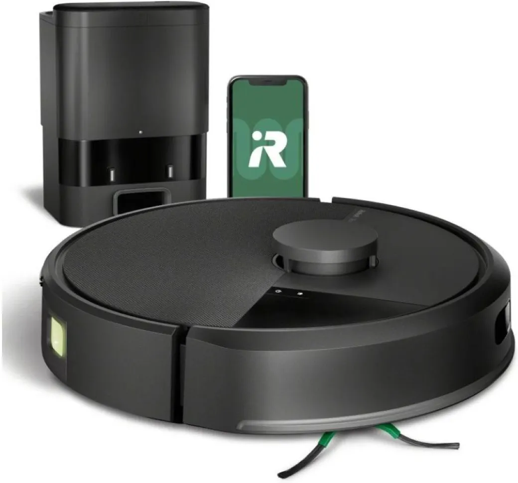 iRobot Roomba Combo 105 AutoEmpty z przodu w wersji czarnej. Źródło: materiały producenta iRobot.