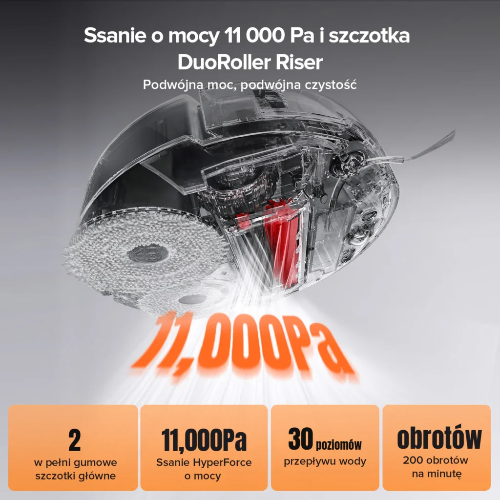 Parametry Roborocka QRevo Slim na infografice