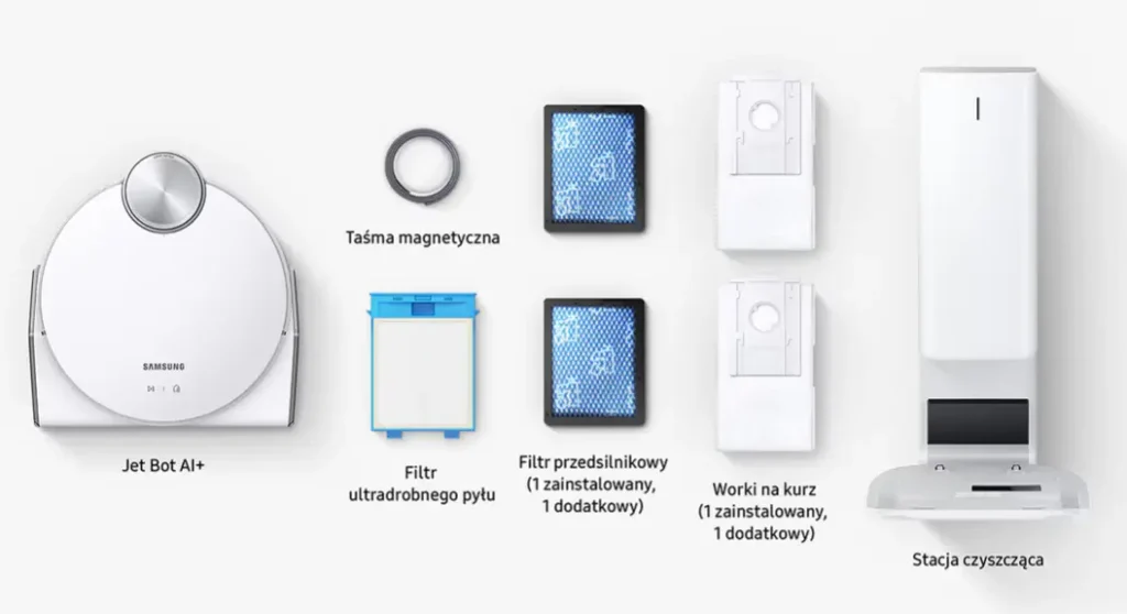 Zawartość zestawu robota Samsung VR50T95735W